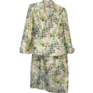 Le Suit Floral Skirt Suit Set Spring Blazer Jacket Size 8 Easter Church Pastel